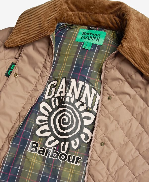 Barbour Barbour X Ganni Burghley Quilted Jacket Honey/Light Trench/Classic | BABO89279