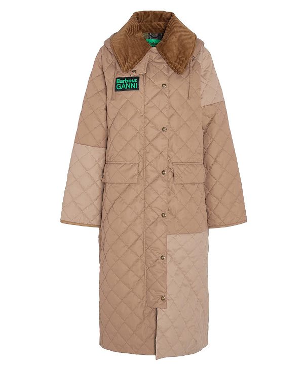 Barbour Barbour X Ganni Burghley Quilted Jacket Honey/Light Trench/Classic | BABO89279