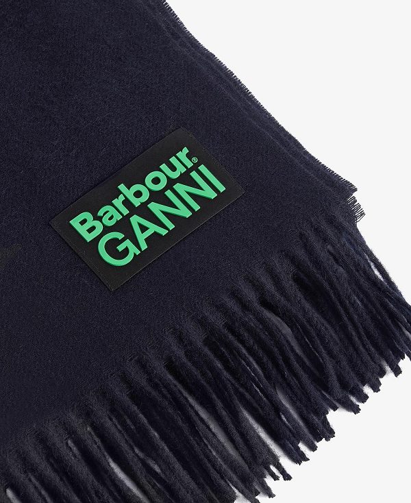 Barbour Barbour X Ganni Scarf Classic Navy | BABO90066