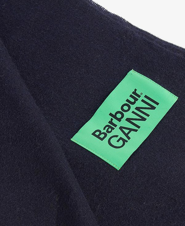 Barbour Barbour X Ganni Scarf Classic Navy | BABO90066