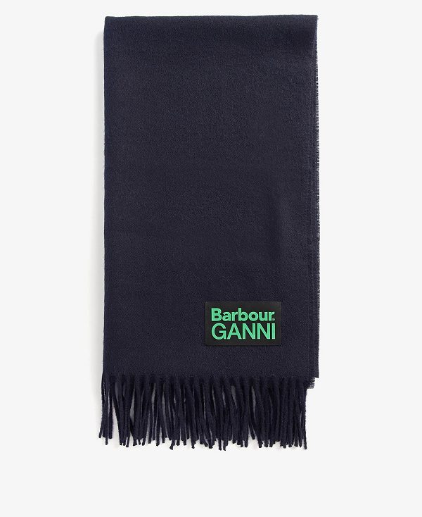 Barbour Barbour X Ganni Scarf Classic Navy | BABO90066