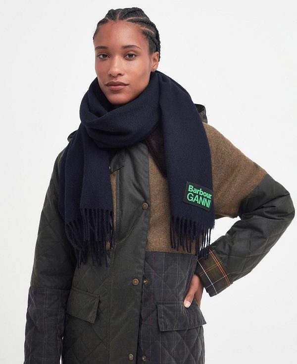 Barbour Barbour X Ganni Scarf Classic Navy | BABO90066