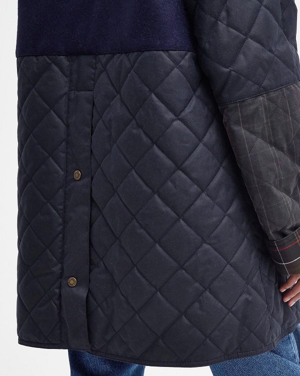 Barbour Barbour X Ganni Short Burghley Quilted Wax Jacket Navy/Dull Classic | BABO89184