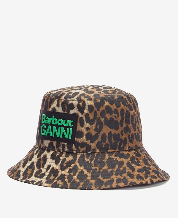 Barbour Barbour X Ganni Waxed Leopard Bucket Hat Leopard Print | BABO90005