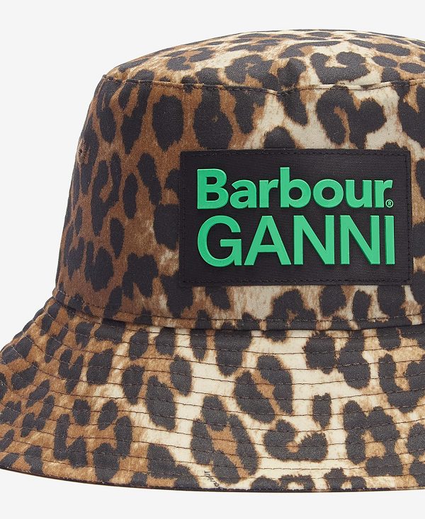 Barbour Barbour X Ganni Waxed Leopard Bucket Hat Leopard Print | BABO90005