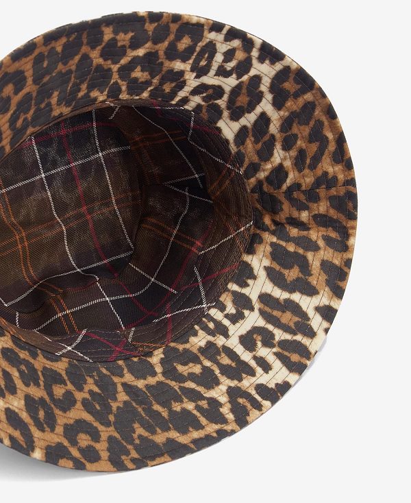 Barbour Barbour X Ganni Waxed Leopard Bucket Hat Leopard Print | BABO90005