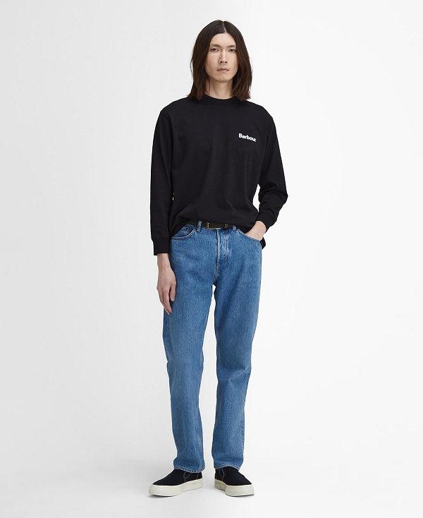 Barbour Baxter Oversized Long-sleeved T-shirt Black | BABO88384