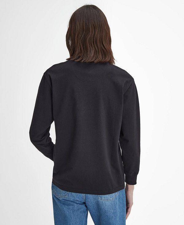 Barbour Baxter Oversized Long-sleeved T-shirt Black | BABO88384