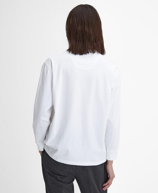 Barbour Baxter Oversized Long-sleeved T-shirt White | BABO88393