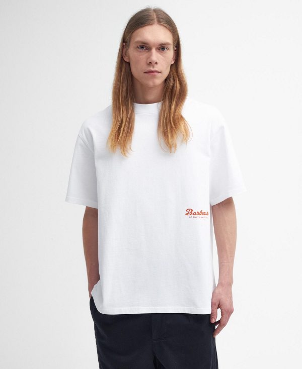 Barbour Bayard Oversized Graphic T-shirt White | BABO88411