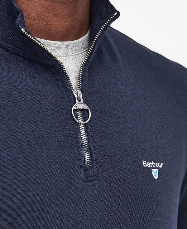 Barbour Beckhill Half-zip Sweatshirt Classic Navy | BABO88475