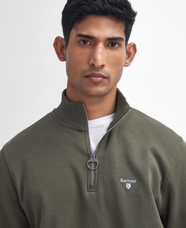 Barbour Beckhill Half-zip Sweatshirt Olive | BABO88474