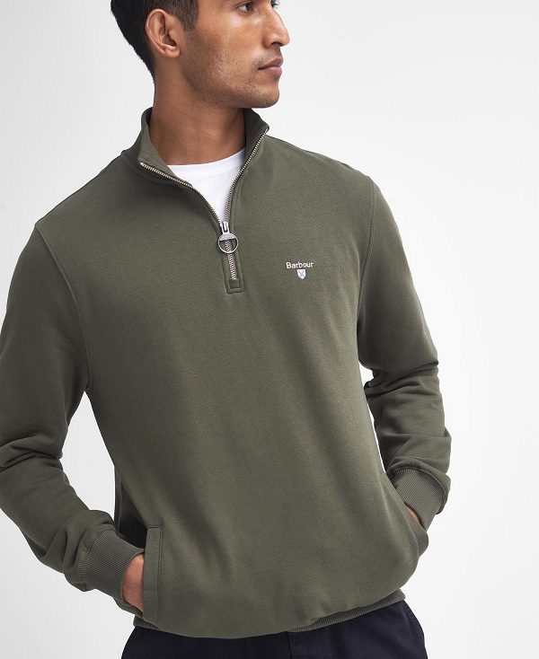 Barbour Beckhill Half-zip Sweatshirt Olive | BABO88474