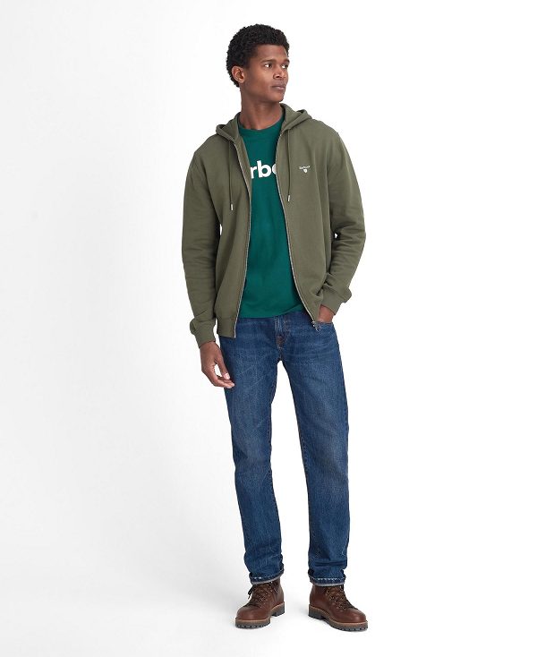 Barbour Beckhill Zip-up Hoodie Olive | BABO88482