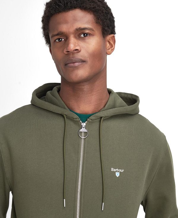 Barbour Beckhill Zip-up Hoodie Olive | BABO88482