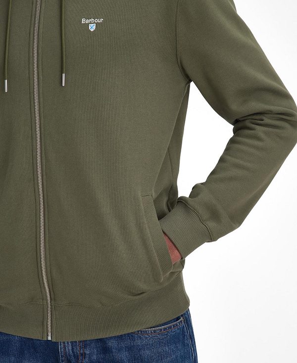 Barbour Beckhill Zip-up Hoodie Olive | BABO88482