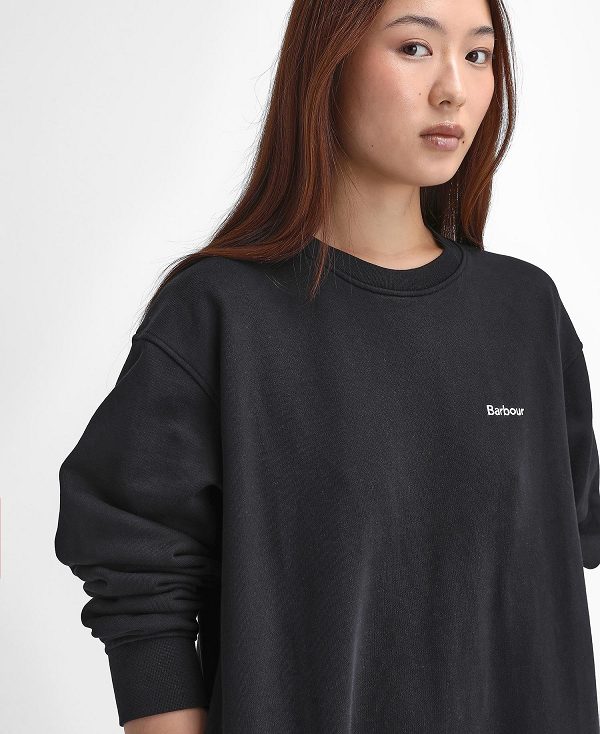 Barbour Bede Oversized Sweatshirt Dress Classic Black | BABO89652