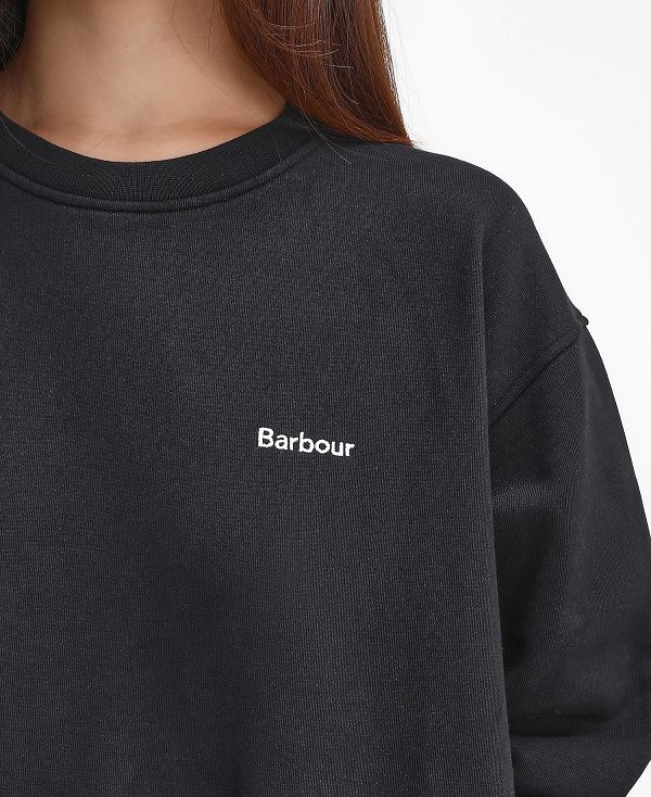 Barbour Bede Oversized Sweatshirt Dress Classic Black | BABO89652