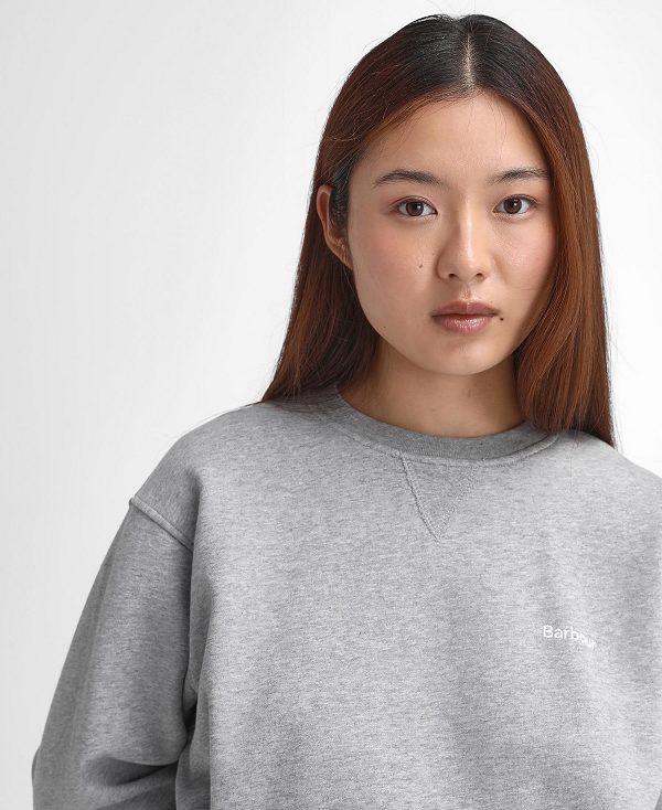 Barbour Bede Oversized Sweatshirt Light Grey Marl | BABO89815