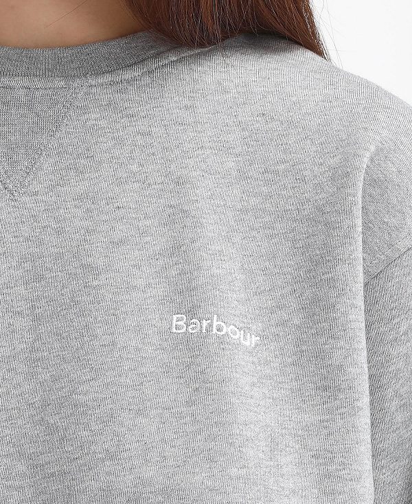 Barbour Bede Oversized Sweatshirt Light Grey Marl | BABO89815