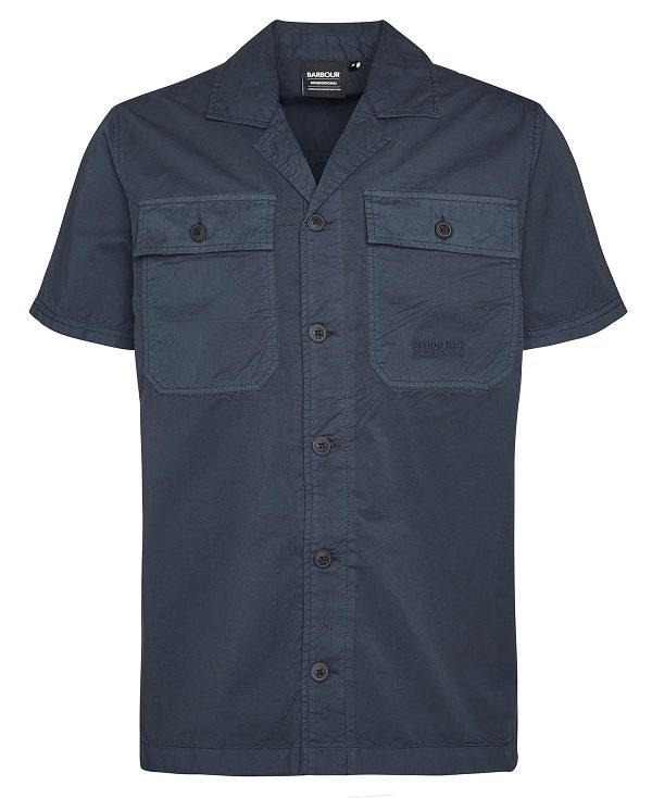 Barbour Belmont Regular Short-sleeved Shirt Navy | BABO87744