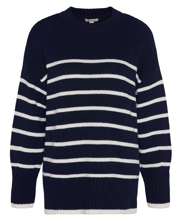 Barbour Belmore Striped Crew Neck Jumper Navy | BABO89708