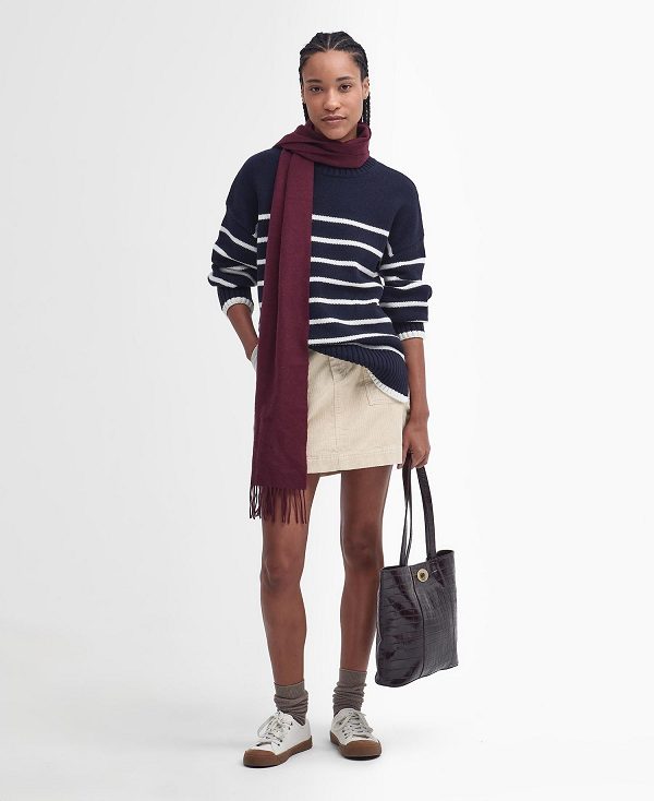 Barbour Belmore Striped Crew Neck Jumper Navy | BABO89708