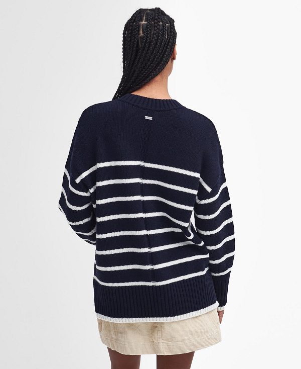 Barbour Belmore Striped Crew Neck Jumper Navy | BABO89708