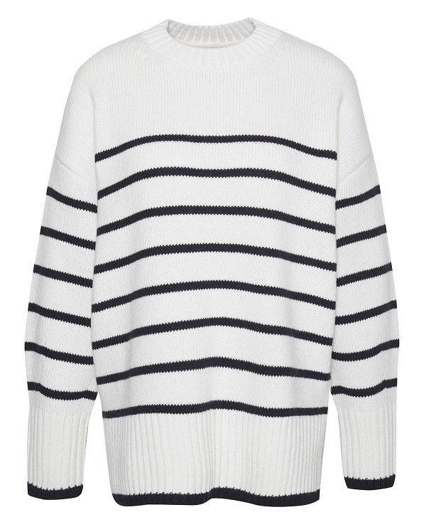 Barbour Belmore Striped Crew Neck Jumper Ecru | BABO89729