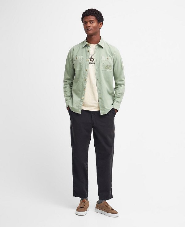 Barbour Bentham Long-sleeved Shirt Agave Green | BABO87683