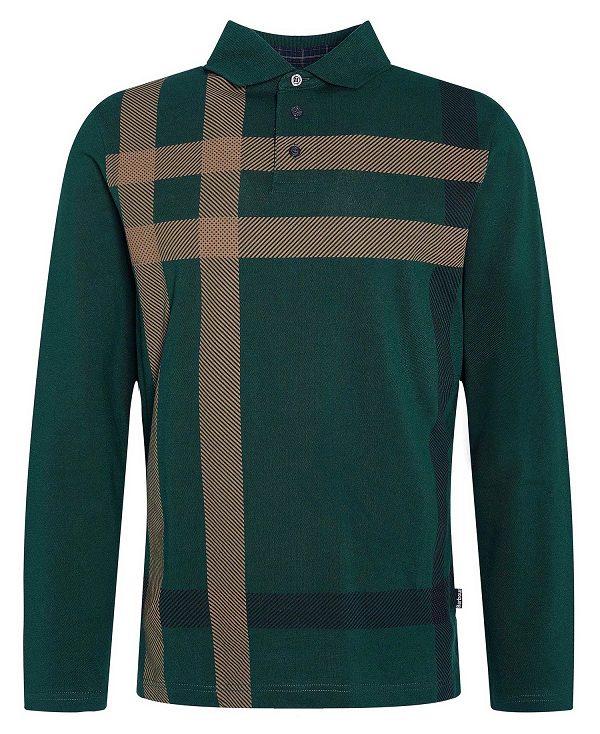 Barbour Blaine Tartan Long-sleeved Polo Shirt Green | BABO88224