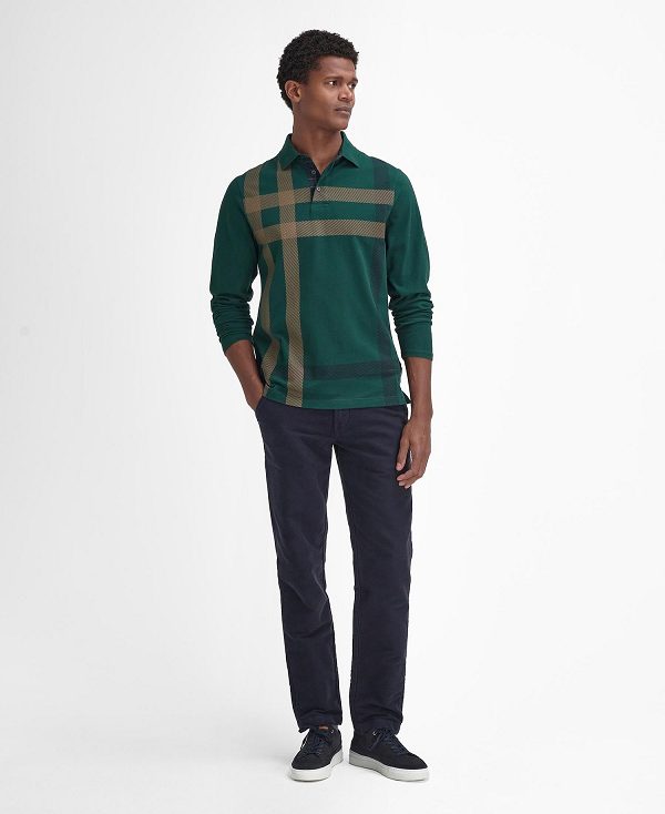 Barbour Blaine Tartan Long-sleeved Polo Shirt Green | BABO88224