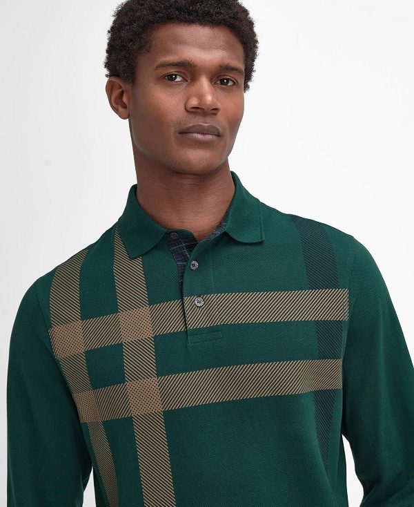 Barbour Blaine Tartan Long-sleeved Polo Shirt Green | BABO88224