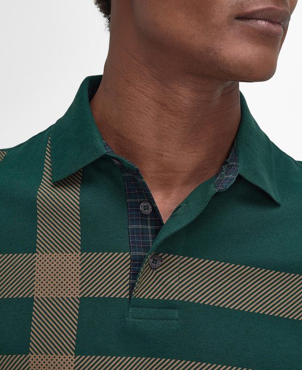 Barbour Blaine Tartan Long-sleeved Polo Shirt Green | BABO88224