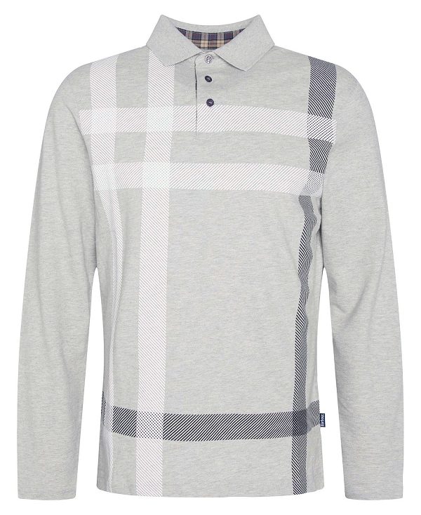 Barbour Blaine Tartan Long-sleeved Polo Shirt Grey | BABO88243