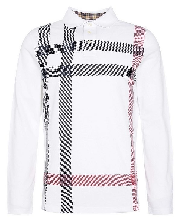 Barbour Blaine Tartan Long-sleeved Polo Shirt White | BABO88247