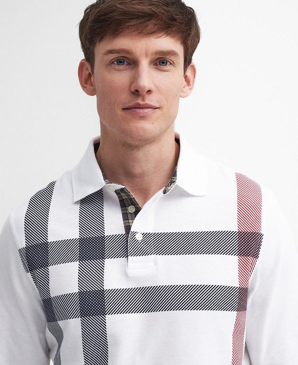 Barbour Blaine Tartan Long-sleeved Polo Shirt White | BABO88247