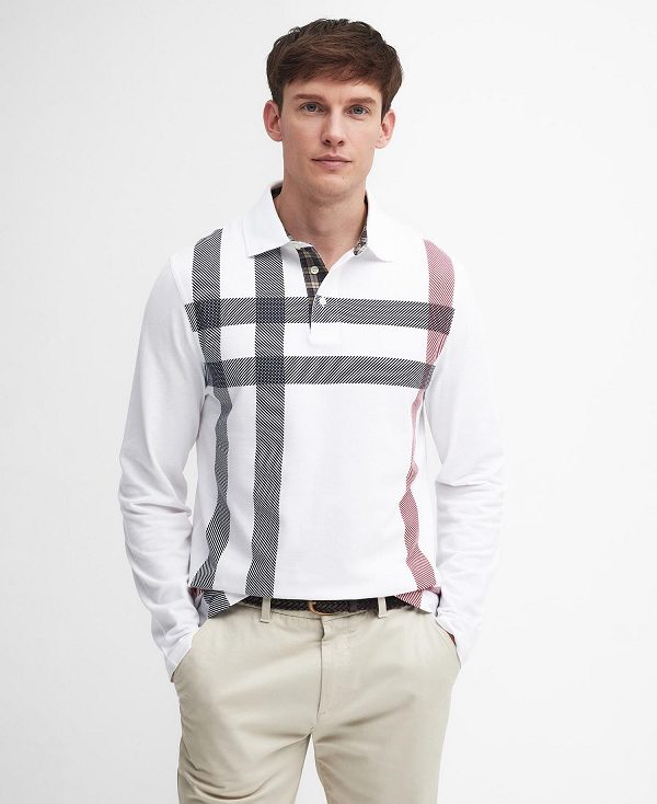 Barbour Blaine Tartan Long-sleeved Polo Shirt White | BABO88247