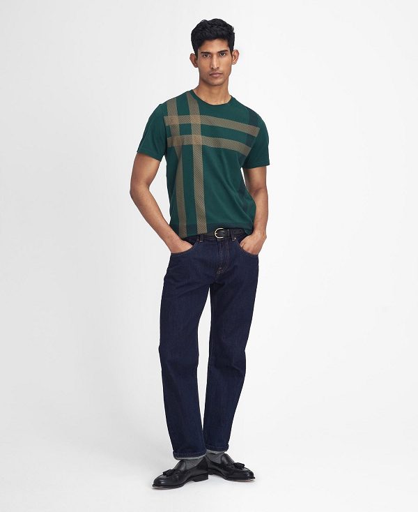 Barbour Blaine Tartan T-shirt Green | BABO88399