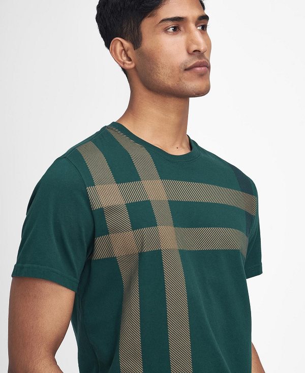 Barbour Blaine Tartan T-shirt Green | BABO88399