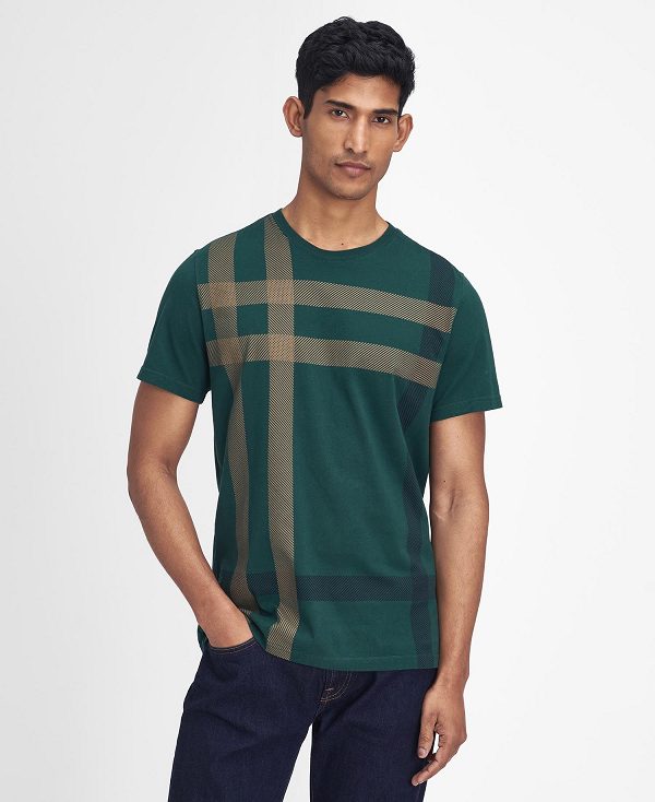 Barbour Blaine Tartan T-shirt Green | BABO88399