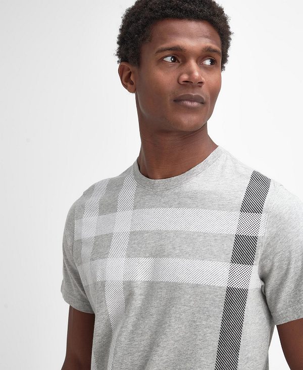 Barbour Blaine Tartan T-shirt Grey | BABO88402