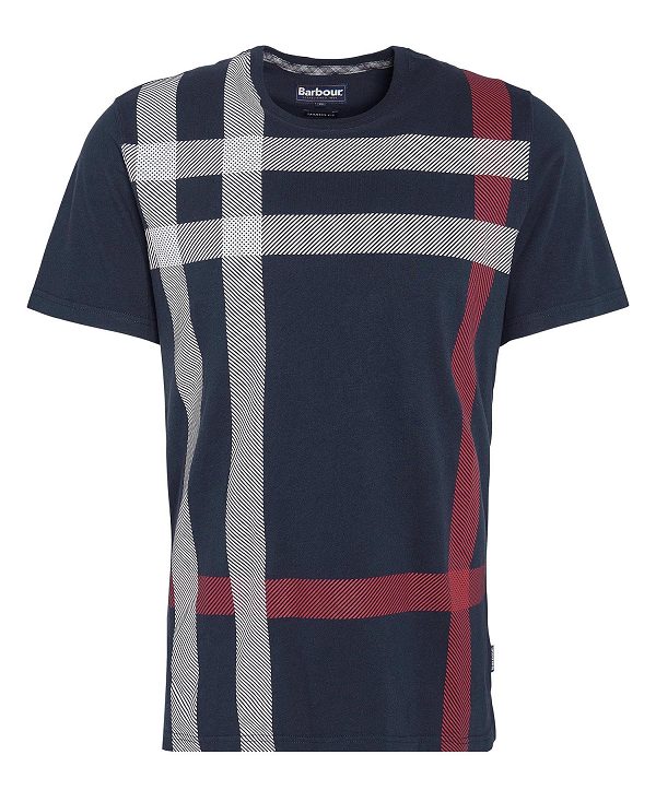 Barbour Blaine Tartan T-shirt Navy | BABO88409