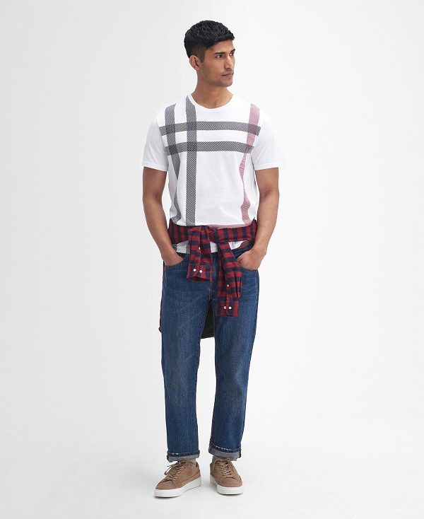 Barbour Blaine Tartan T-shirt White | BABO88415