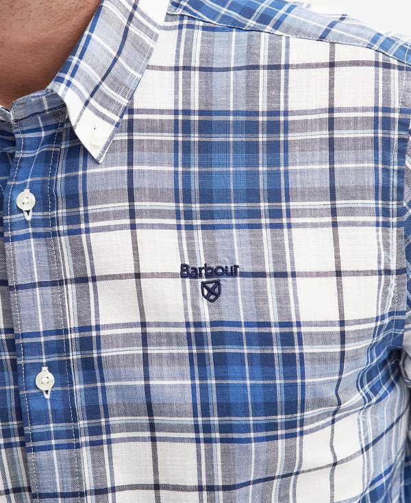 Barbour Blakelow Tailored Long-sleeved Shirt Indigo | BABO87716