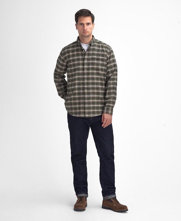 Barbour Bowburn Regular Long-sleeved Shirt Green | BABO87895