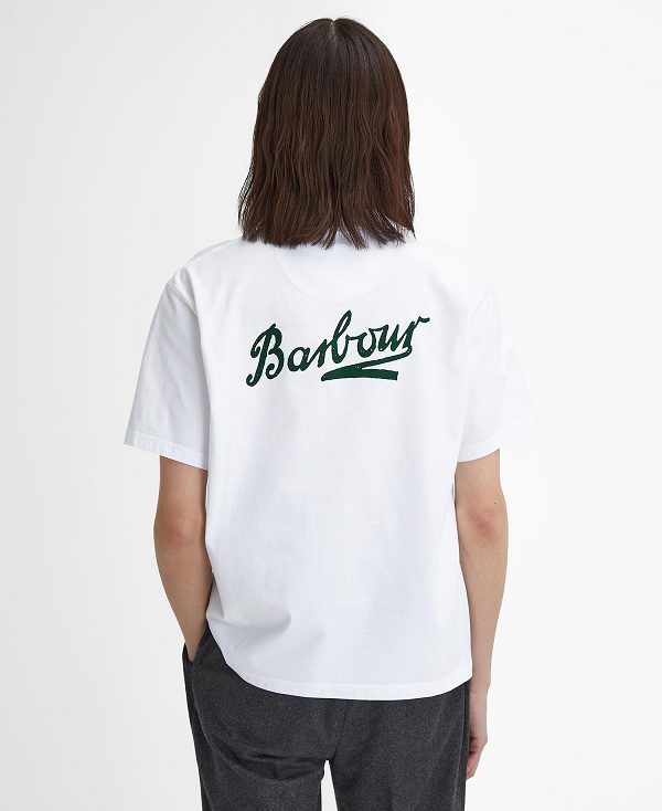 Barbour Bowery Oversized Graphic T-shirt White | BABO88386