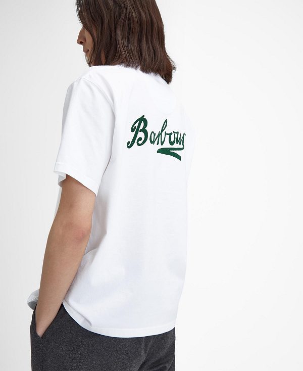 Barbour Bowery Oversized Graphic T-shirt White | BABO88386