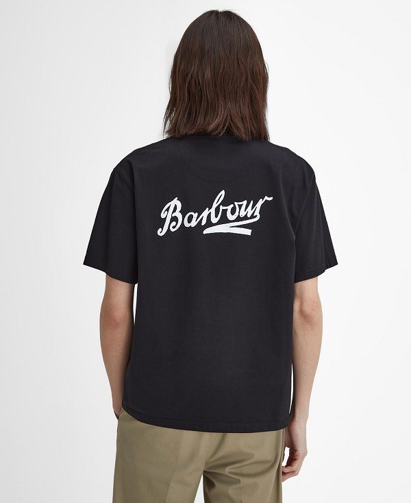 Barbour Bowery Oversized Graphic T-shirt Black | BABO88398