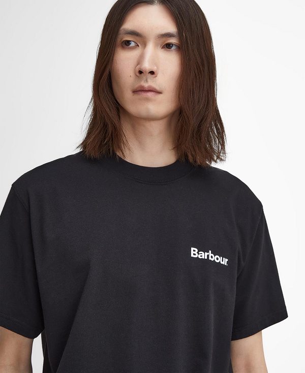 Barbour Bowery Oversized Graphic T-shirt Black | BABO88398